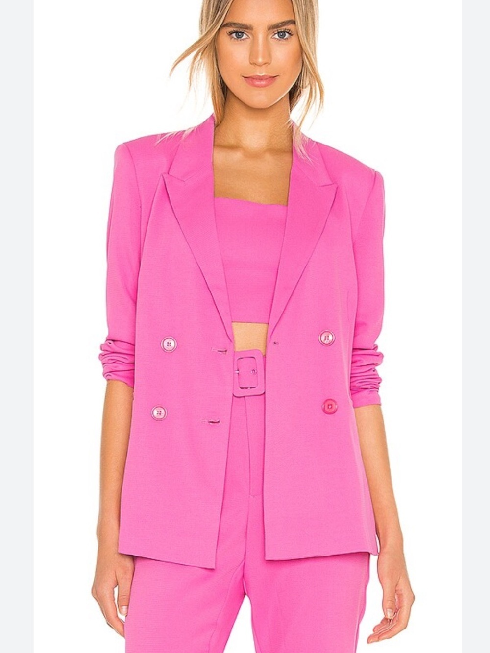 Bardot Hot Barbie Pink Double-Breasted Blazer M
